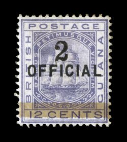 S.G. 156, 1881 2 Surcharge type 24 on 12c Pale violet, unused, regummed, strong rich color, well centered, very fine 2008 BPA certificate (Scott 98 $575.00).