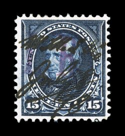 R158, 15c Dark blue, magenta I.R. provisional handstamped overprint, of the Michigan Mutual Life Insurance Co., with their July (1898) ms. cancel, the Cunliffe collection
contains a second example of this rarity, deep intense color and impress