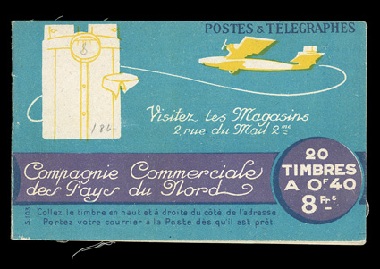 Yvert 193-C 1, 1925 40c Olive, booklet pane of ten, four complete booklets of two panes, one series 103 and the others series 104, o.g., n.h., fine-very
fine.