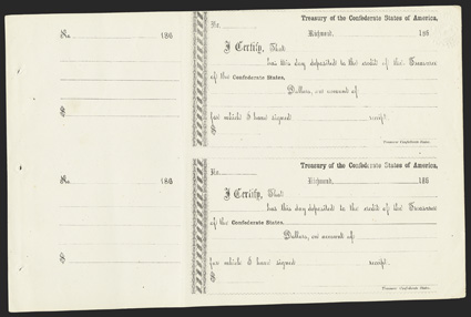 VA. Richmond. Uncut Pair, Unissued. 186_. VA-190. With stubs at left. On gray paper.  Mexico crest embossed at upper right corner.  EF-AU. From The Holger Dreher
Collection