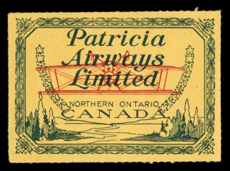 CL43a, 1928 (10c) Green and red on yellow Patricia Airways Ltd., Plane Inverted, fresh mint example, well centered, o.g., choice very fine only 48 examples were printed with
the central plane inverted (Unitrade CL43a C$600.00).
