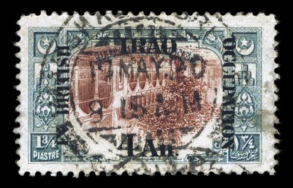 N34a, 1918-20 4a on 1 34pi Slate and red brown, Center Inverted, a handsome appearing example of this important inverted center rarity, being one of just four recorded, all of
which are used, extraordinarily well centered within large margi