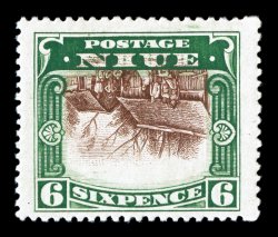 39a, 1920 6p Deep green and red brown, Center Inverted, deep luxuriant colors, large margins, o.g., nearly very fine a scarce and handsome invert (S.G. 42
var.)
