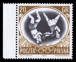 751a, 1956 20g Olympics, Center Inverted, choice left sheet-margin mint example of this scarce and popular Olympics related inverted center stamp, possessing much better
centering than most existing examples (nearly all are centered to left), br