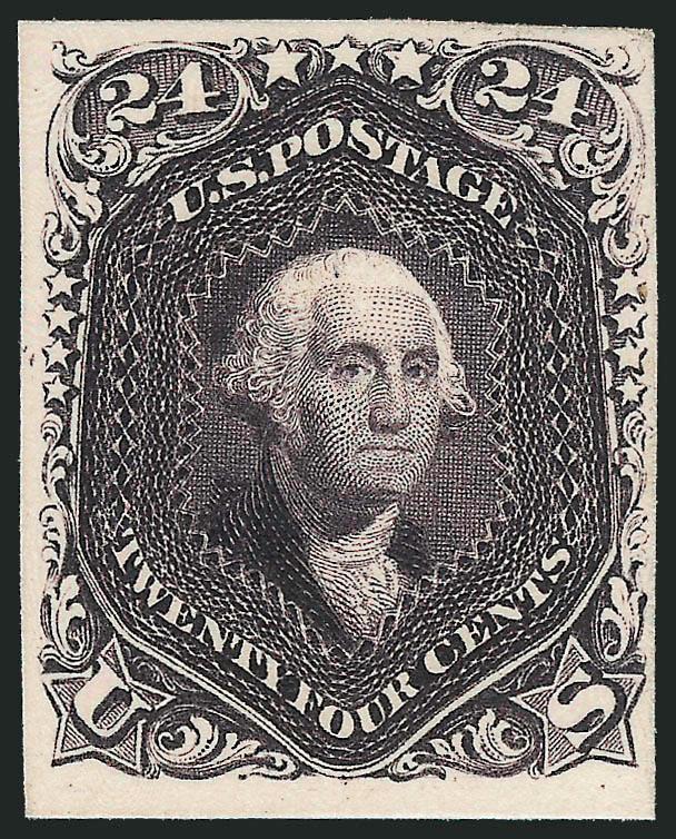 1c-90c 1861-66 Issue, Plate Proofs on Card (63P478P4).> Ten, each different, large margins, rich colors, Very Fine and choice