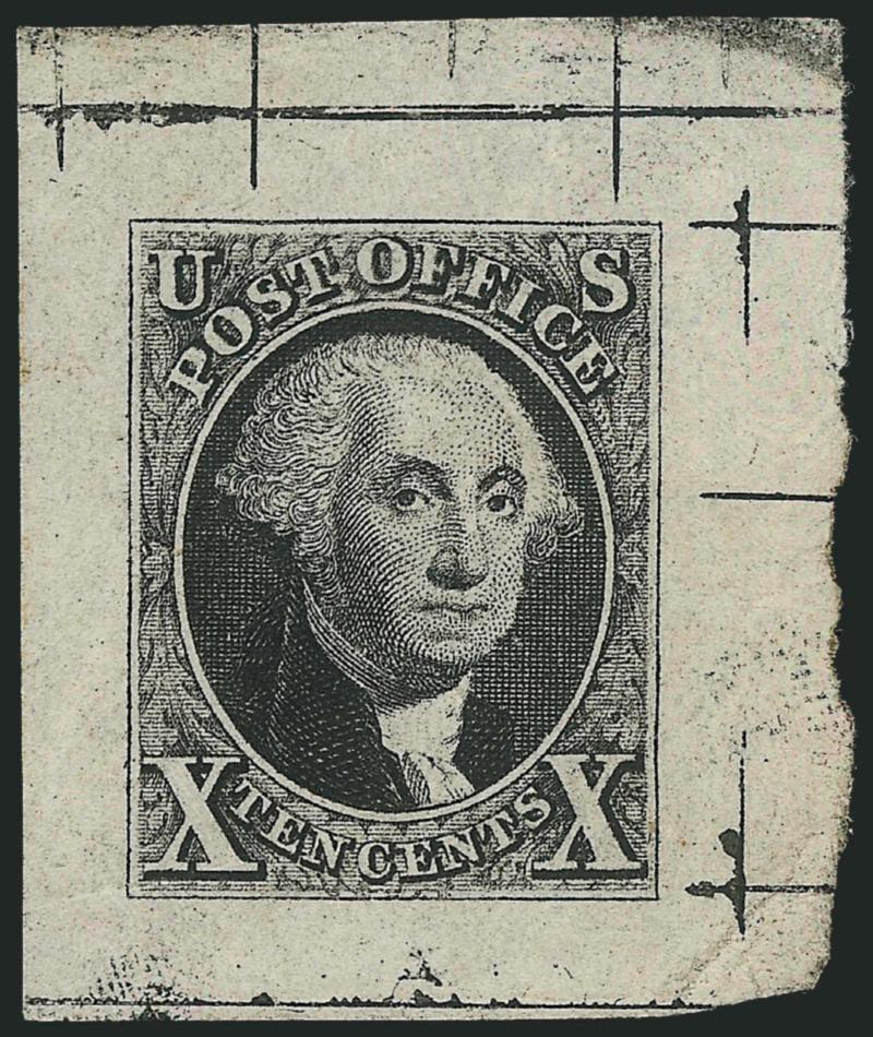 10c Black, Sperati Large Die Proof (2P var).> 28 x 34mm, on gummed stamp paper with layout lines, small corner crease in bottom right margin, otherwise Very Fine, this master forgers work is frighteningly
skillful, with 2003 P.F. certificate