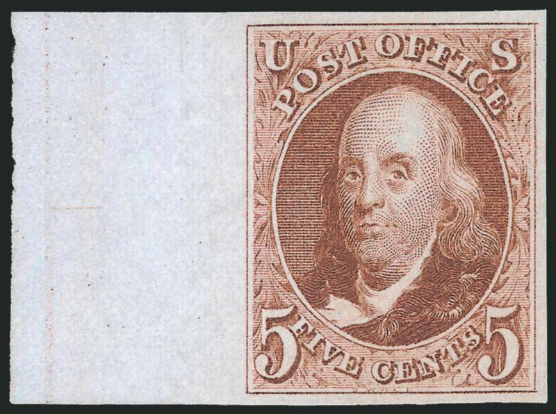 5c Red Brown, Reproduction (3).> Without gum as issued, full margins three sides with <enormous sheet margin at left,> rich color, striking and Extremely Fine, with 2006 P.F. certificate