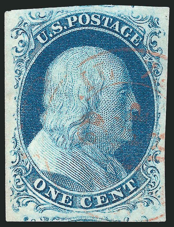 1c Blue, Ty. II, IV (7, 9).> Large margins, lovely deep rich colors, former <red N.Y. Carrier cancel,> latter light circular datestamp, Extremely Fine lot