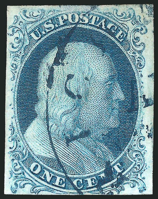 1c Blue, Ty. IIIa (8A).> Plate 1E, large to clear margins, rich color, blackish-blue circular datestamp cancel, Very Fine and attractive
