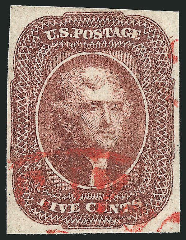 5c Red Brown (12).> Ample to large margins, <red> circular datestamp cancel, Very Fine, with 1998 A.P.S. certificate