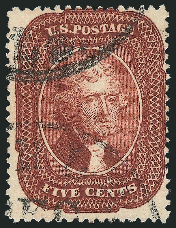 5c Red Brown (28).> Bright color approaching the premium shades, fresh paper, face-free circular datestamps, Fine, with 2010 P.S.E. certificate