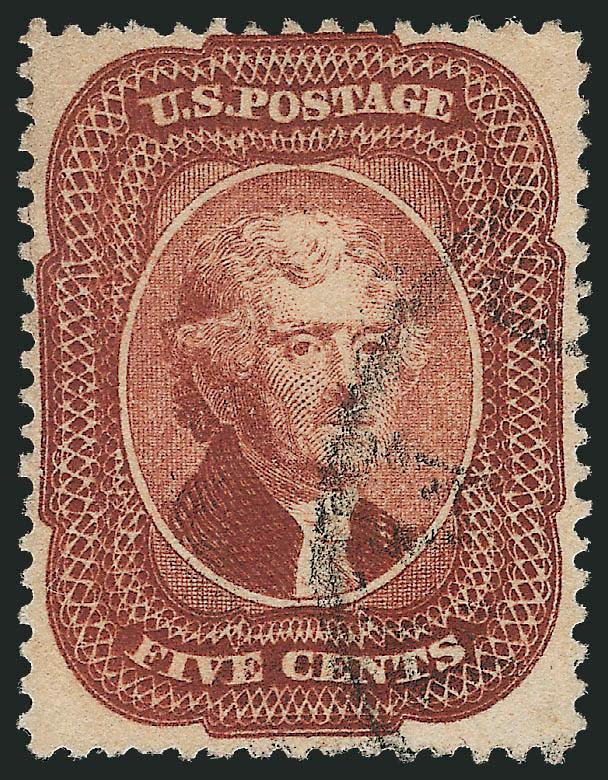 5c Bright Red Brown (28b).> Nicely centered, intense shade, lightly cancelled by circular datestamp, Very Fine, scarce shade