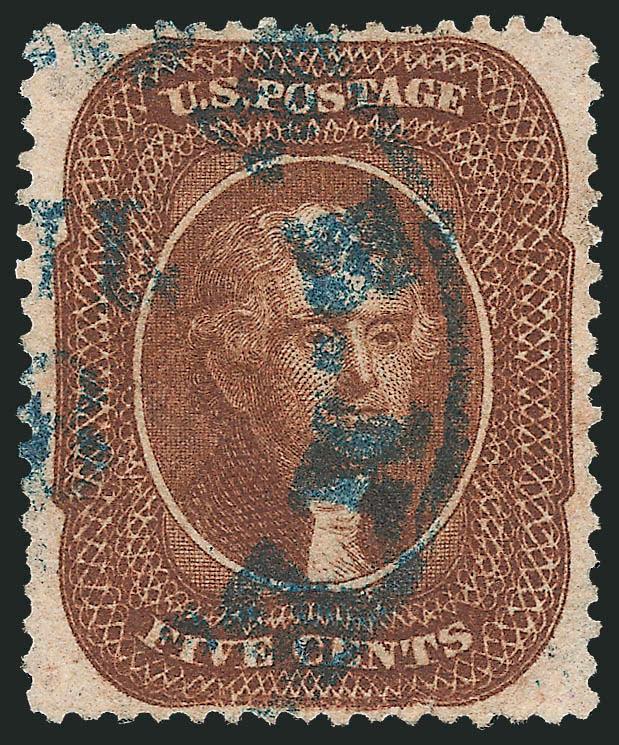 5c Orange Brown, Ty. II (30).> Wide margins and choice centering, <blue> Baltimore circular datestamp, tiny fault at top and thin spot, Extremely Fine appearance