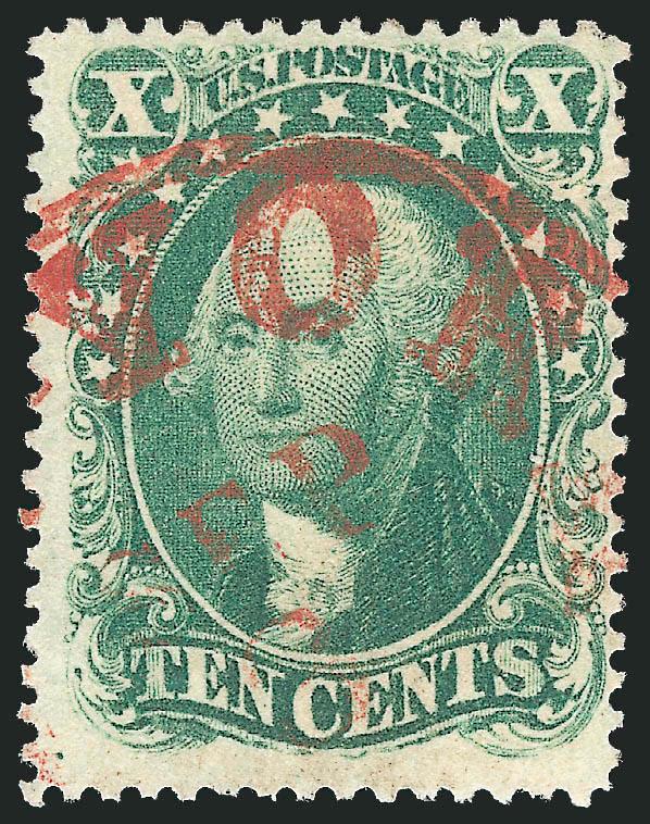 10c Green, Ty. I (31).> Extra wide bottom margin, pretty color complemented by <red New-York> circular datestamp, Fine, with 2000 and 2008 P.F. certificates (F-VF 75)