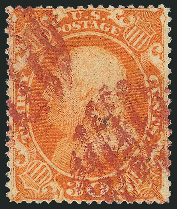 30c Orange (38).> Exceptionally well-centered, rich color, <red grid> cancels, Extremely Fine
