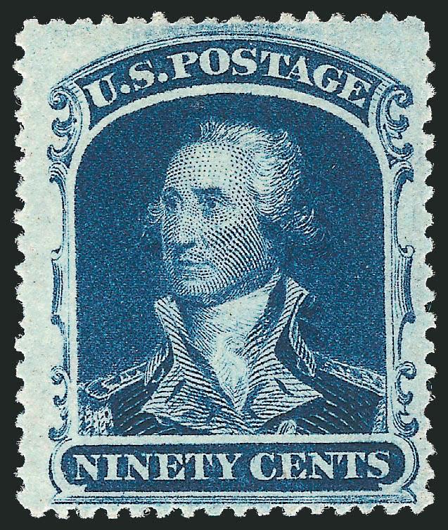 90c Blue (39).> Original gum, lightly hinged, deep rich color, single nibbed perf at left, otherwise fresh and Fine, with 1983 P.F. certificate