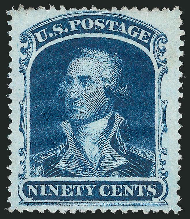 90c Blue (39).> Unused (no gum), rich color, margins wide to ample, reperfed at left, Very Fine appearance, with 1979 P.F. certificate not mentioning the reperfing