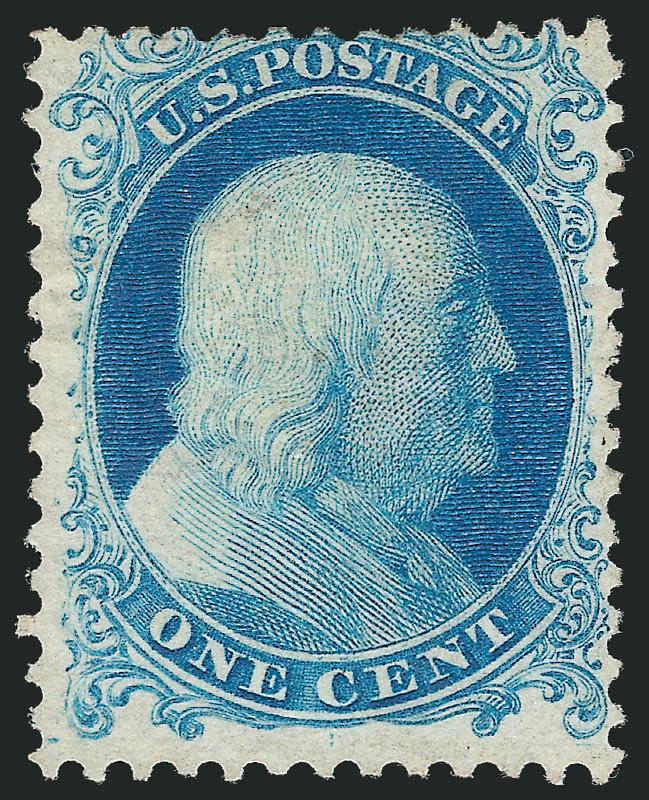 1c Bright Blue, Reprint (40).> Without gum as issued, Fine, with 1987 A.P.S. certificate