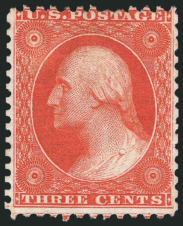 3c Scarlet, Reprint (41).> Without gum as issued, deep rich color, couple slightly shorter perfs at top, otherwise Fine, only 479 issued, with 2004 P.F. certificate