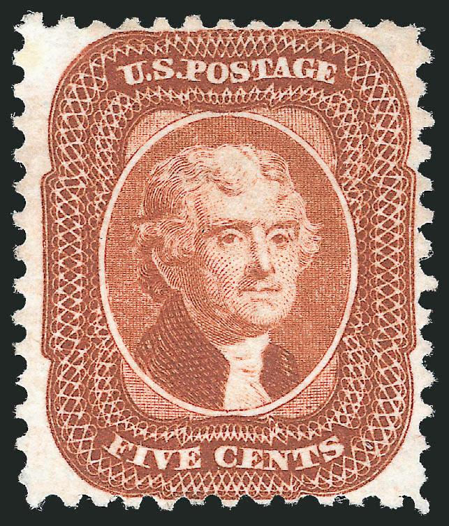 5c Orange Brown, Reprint (42).> Without gum as issued, bright color, Very Fine, only 878 sold, with 1990 P.F. and 2009 P.S.E. certificates