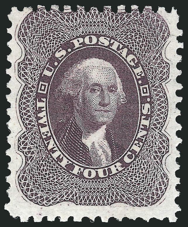 24c Blackish Violet, Reprint (45).> Without gum as issued, centered to top but with balanced side margins, rich color and beautiful impression, Fine, only 479 sold, with 2001 P.F. certificate
