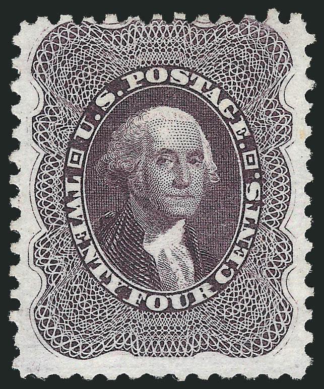 24c Blackish Violet, Reprint (45).> Without gum as issued, intense color and proof-like impression on bright paper, horizontal crease, otherwise Fine, only 479 sold, with 1981 P.F. certificate