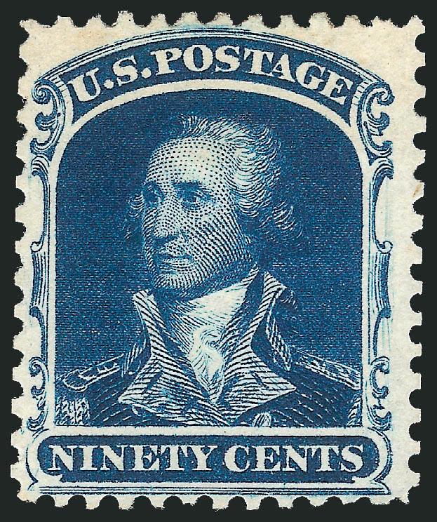 90c Deep Blue, Reprint (47).> Without gum as issued, magnificent deep rich color, perforations clear of the design on all sides<><>^VERY FINE EXAMPLE OF THE 90-CENT 1857 REPRINT. A DIFFICULT STAMP TO FIND
WELL-CENTERED.^<><>Only 454 sold. With 19
