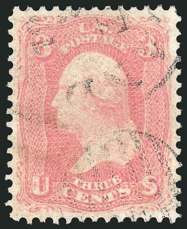 3c Pink (64).> Precise centering, bright color with light circular datestamp and faint grid cancels, Extremely Fine, with 1989 P.F. certificate