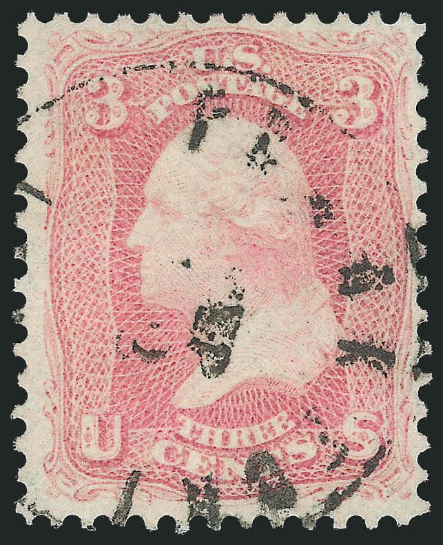 3c Pink (64).> Well-centered, lovely distinctive Pink shade, town datestamp cancel, Very Fine, with 1975 P.F. certificate