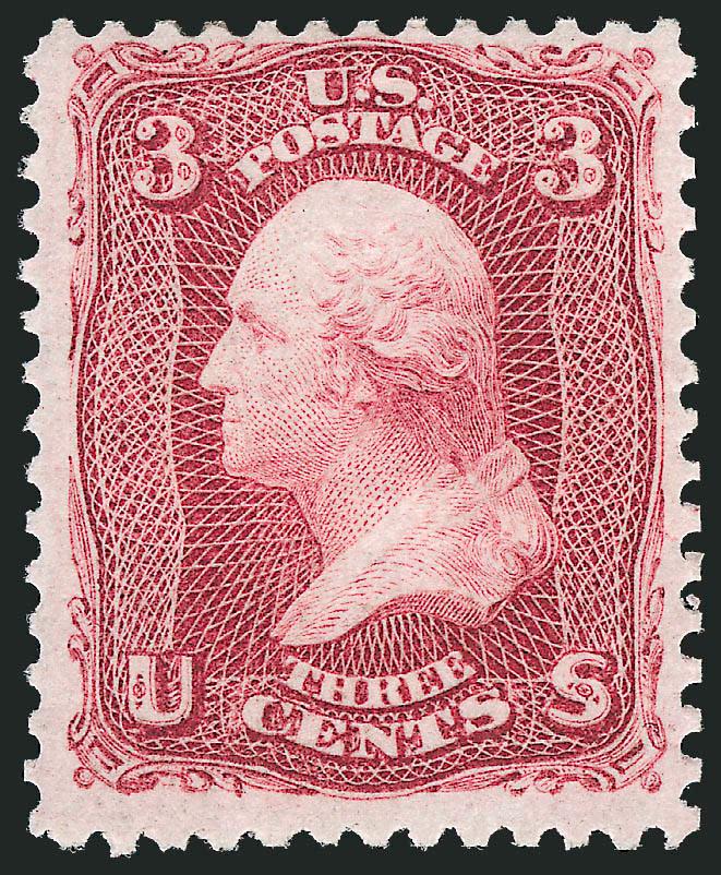 3c Lake (66).> Original gum, fabulous color and proof-like impression, Fine, with 1973 P.F. certificate