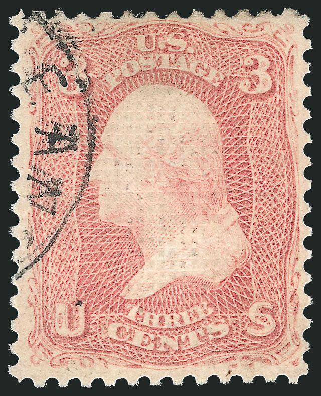 3c Rose, C. Grill (83).> Clearly-defined grill, rich color, neat face-free town datestamp, reperfed, appears Very Fine and choice