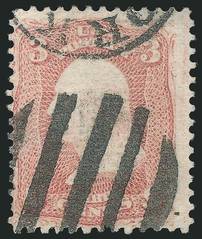 3c Rose, Z. Grill (85C).> Bold New York duplex datestamp and cork grid, black ink spots on back (not mentioned on certificate), otherwise Fine, with 1983 P.F. certificate