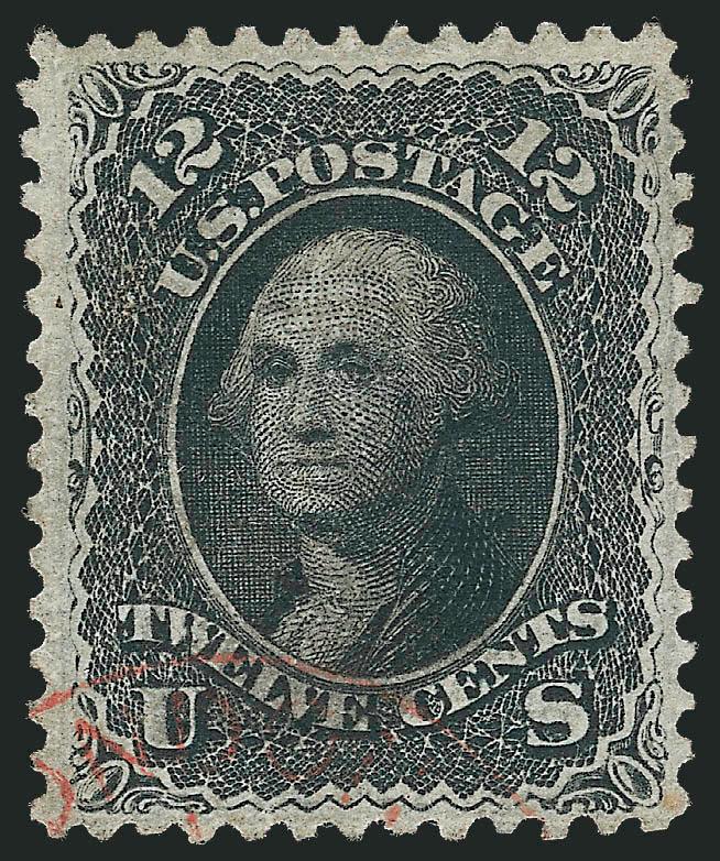 12c Black, Z. Grill (85E).> Well-centered, lightly struck <red> circular datestamp, two perfs skillfully added at bottom, Extremely Fine appearance, with 1993 and 2007 P.F. certificates, the former not noting
the perfs
