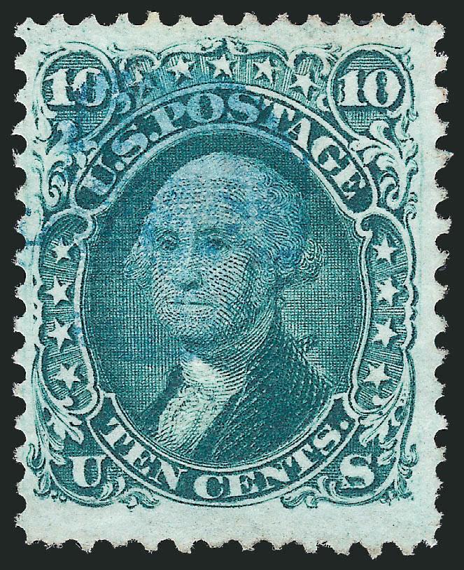 10c Green, E. Grill (89).> Light <blue> cork cancel, wide margins, fresh and Very Fine, with 1987 P.F. certificate