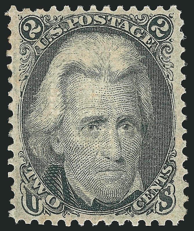 2c Black, F. Grill (93).> Original gum, lightly hinged, wide and balanced margins, Extremely Fine, the 2c Black Jack Grilled Issue is difficult to locate with full original gum and choice centering