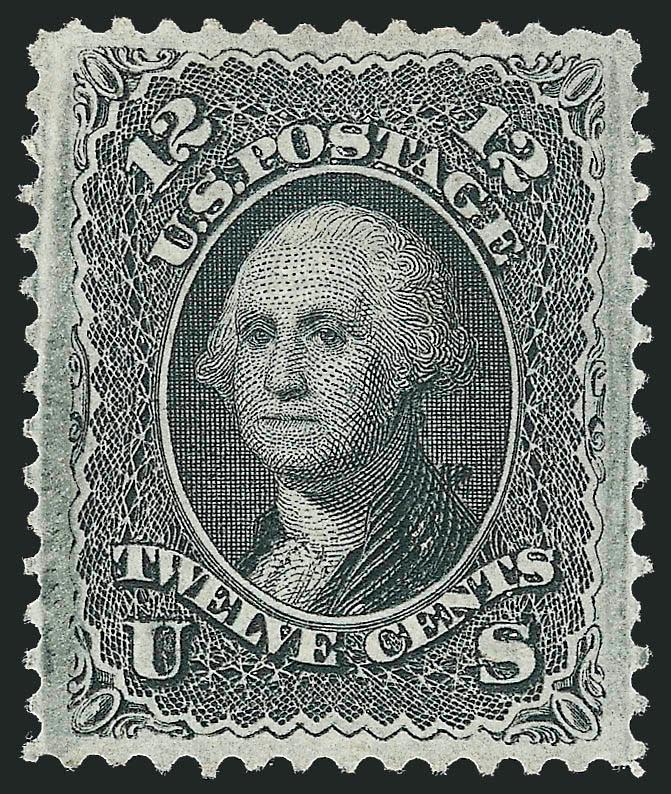 12c Black, F. Grill (97).> Unused (no gum), extra wide margins all around, characteristic burnishing marks at sides which is always the case with this stamp, diagonal crease at bottom, Extremely Fine Gem
appearance, with 2006 P.S.E. certificate
