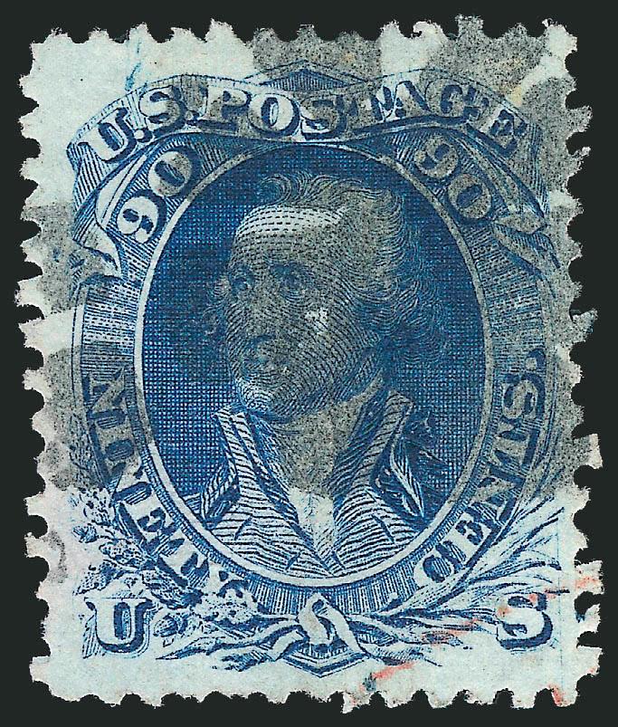 90c Blue, F. Grill (101).> Outstanding margins and centering with the typical rough cut perfs as normally seen, rich color, bold circle of wedges cancel, trivial top right corner perf crease, otherwise
Extremely Fine