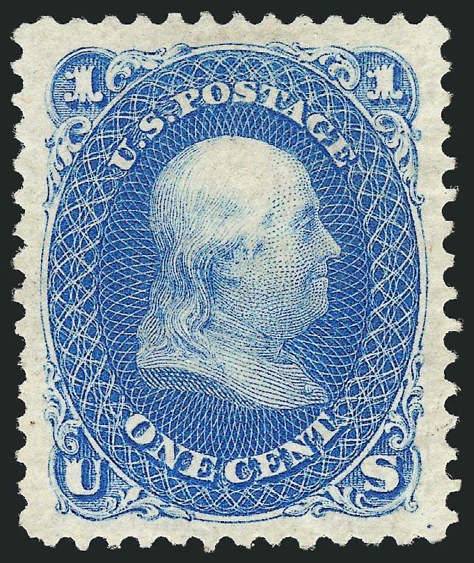 1c Blue, Re-Issue (102).> Unused (no gum), wide margins, crisp color and impression, Extremely Fine