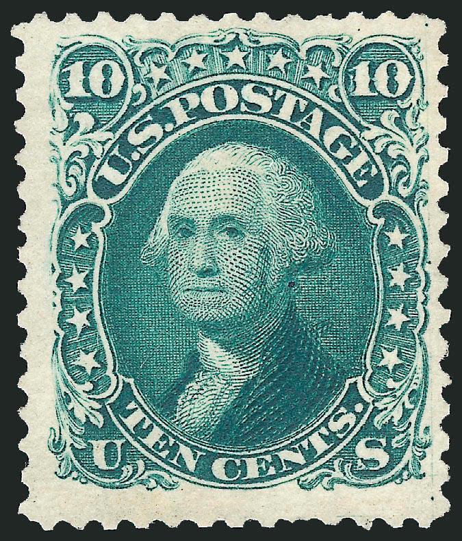 10c Green, Re-Issue (106).> Unused (no gum), wide margins, bright color and clear impression, single short perf at bottom, otherwise Very Fine, only 451 sold, with 1974 P.F. certificate