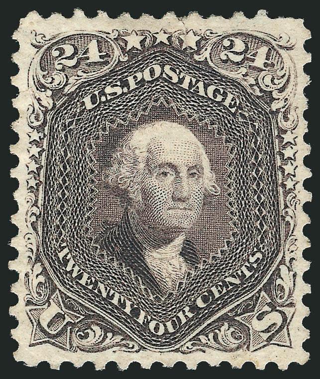 24c Deep Violet, Re-Issue (109).> Unused (regummed), essentially perfectly centered, gorgeous color and impression, small closed tear, corner crease and short perf, appears Extremely Fine, only 346 sold