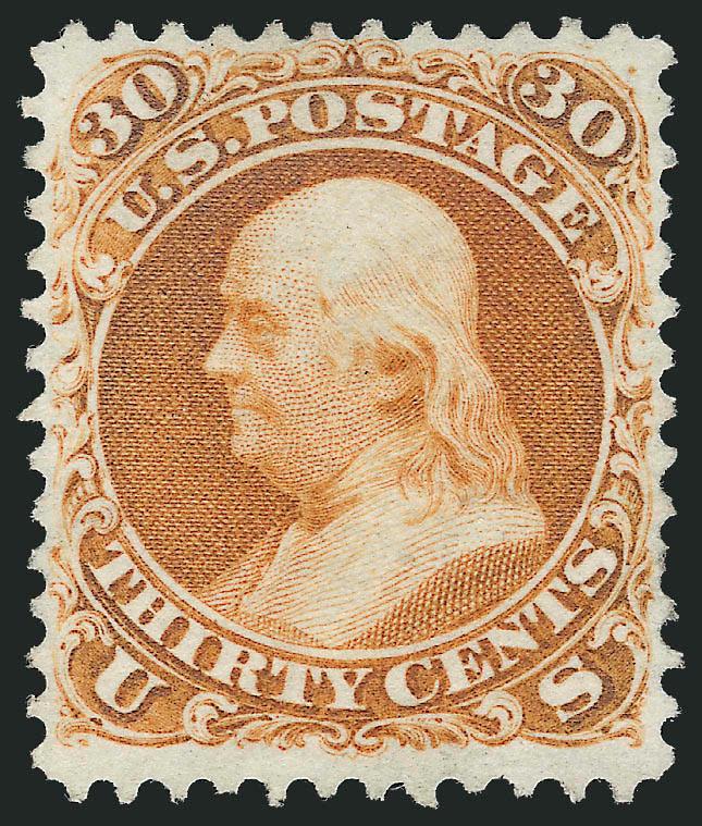 30c Brownish Orange, Re-Issue (110).> Unused (no gum), deep color, slightly nibbed perf at right, otherwise Very Fine, only 346 sold