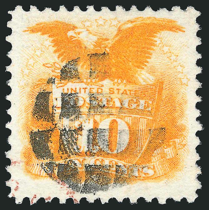 10c Yellow (116).> Attractive margins and centering, rich color, neat circular grid of squares cancel, Very Fine and choice