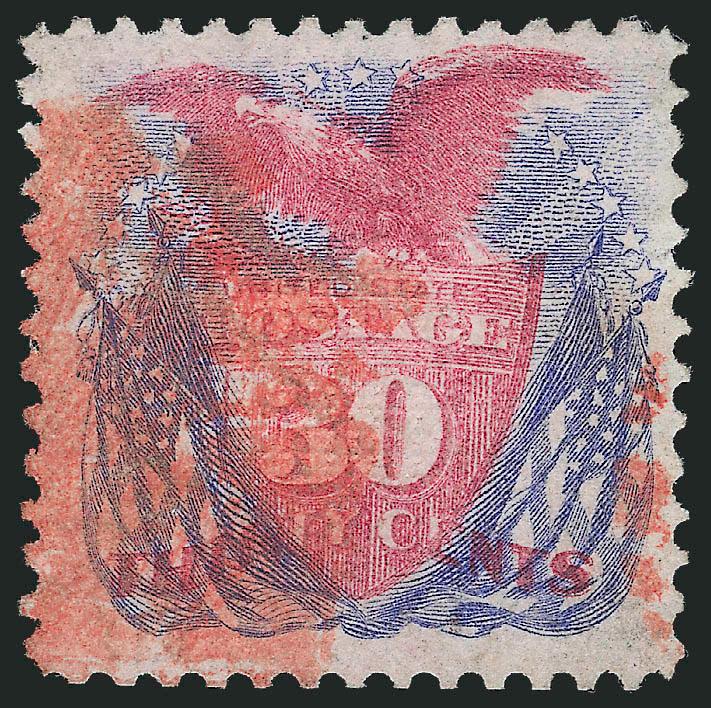 30c Blue & Carmine (121).> Well-centered, bright colors, vivid <red cork> cancel, Very Fine, ex Vernon Morris, with 1995 P.F. certificate