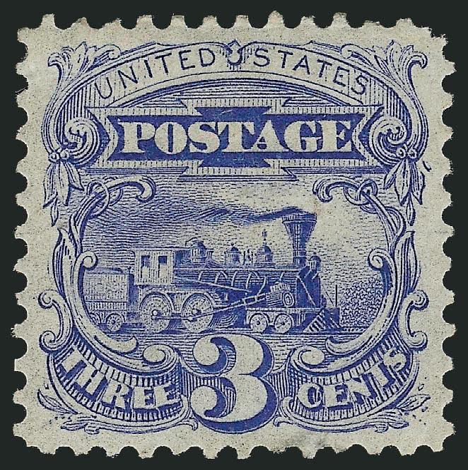 3c Blue, Re-Issue (125).> Original gum, rich color on bright paper, well-proportioned margins, insignificant pulled perf at top right corner, single added perf at bottom, Very Fine appearance, with 2010 P.S.E.
certificate (OGh, VG-F 60 SMQ $1,600.00