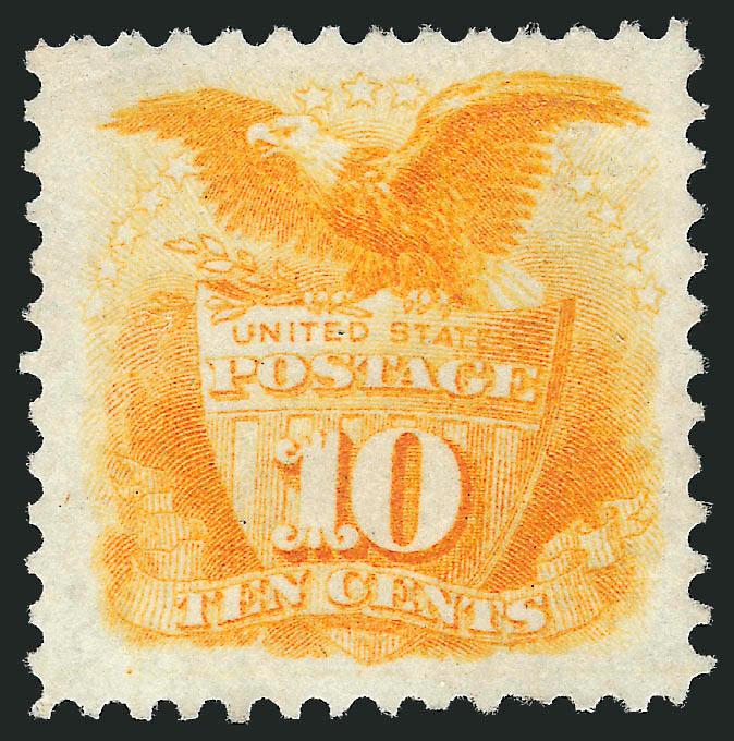 10c Yellow, Re-Issue (127).> Unused (no gum), wide and almost perfectly balanced margins, vivid color, faint corner margin crease top left, otherwise Extremely Fine Gem, with 1985 P.F. certificate