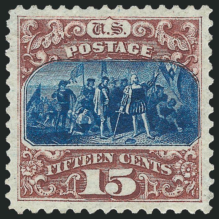 15c Brown & Blue, Re-Issue (129).> Unused (regummed), brilliant colors, wide margins and essentially perfectly centered, skillfully reperfed at right, Extremely Fine appearance