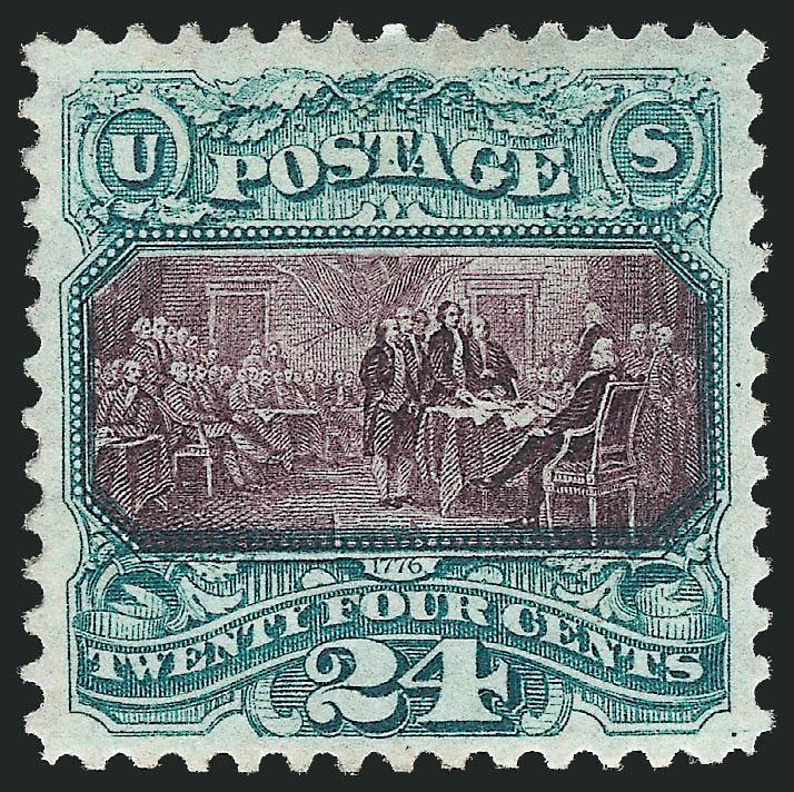 24c Green & Violet, Re-Issue (130).> Small part original gum, deep rich colors and proof-like impressions, Very Fine, with 2008 P.F. certificate, Scott Retail as no gum