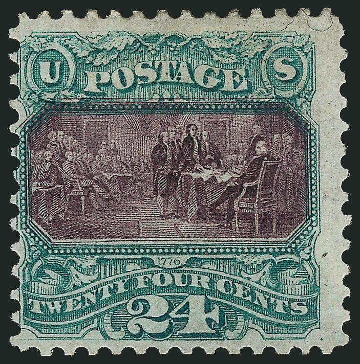 24c Green & Violet, Re-Issue (130).> Disturbed original gum and minor h.r., deep rich colors, Fine, with 1990 P.F. certificate as previously hinged