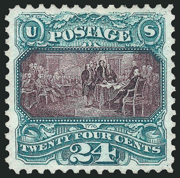 24c Green & Violet, Re-Issue (130).> Unused (no gum), perfectly centered, deep rich colors and proof-like impression, fresh and Extremely Fine, with 1992 P.F. certificate