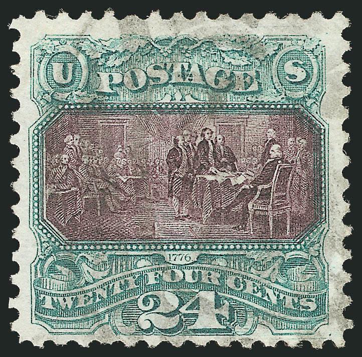 24c Green & Violet, Re-Issue (130).> Rich colors, light strike of oval registry cancel, Very Fine, according to P.S.E. approximately 70 used examples known, with 1974 and 2001 P.F. certificates